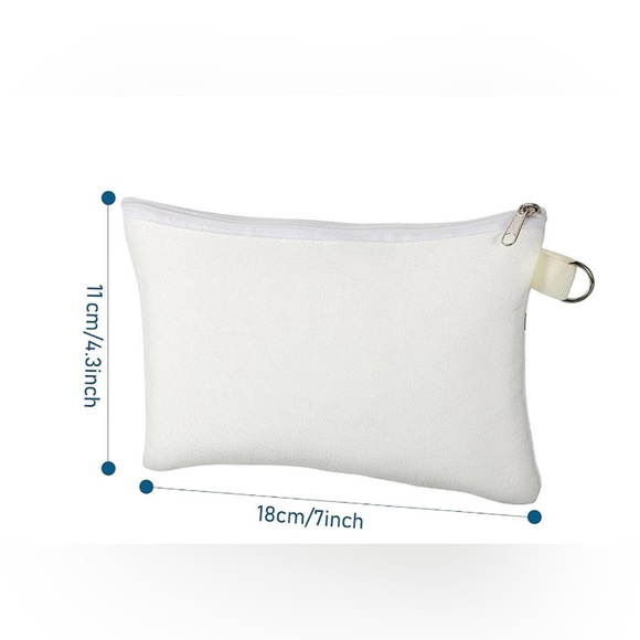 Small white canvas makeup bag with zipper and keychain ring. 💄 - Picture 3 of 3